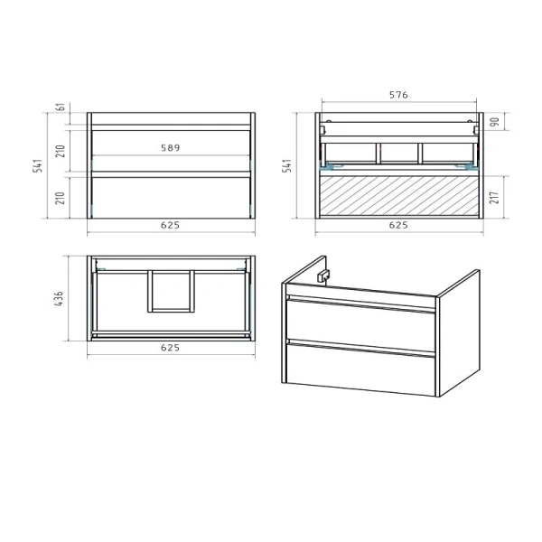 Тумба под раковину подвесная Brevita Balaton 65 см белая, серая BAL-06065-01-012Я (детальная фотография), в наличии