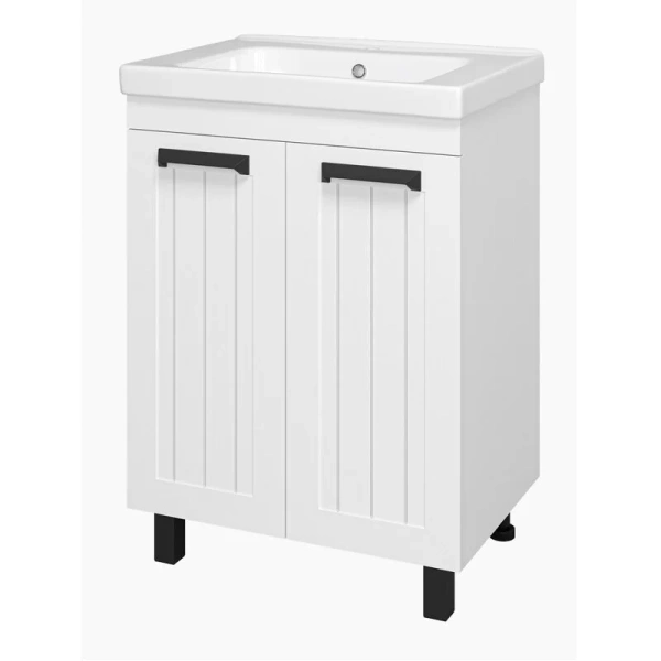 Тумба под раковину напольная Misty Спарта 60 см белая П-Спа-06065-01-01 (детальная фотография), моноблок