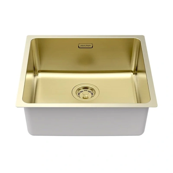 Мойка для кухни Paulmark Yuni 49 см светлое золото YU49-LG (детальная фотография), из нержавеющей стали, стальные, металлические