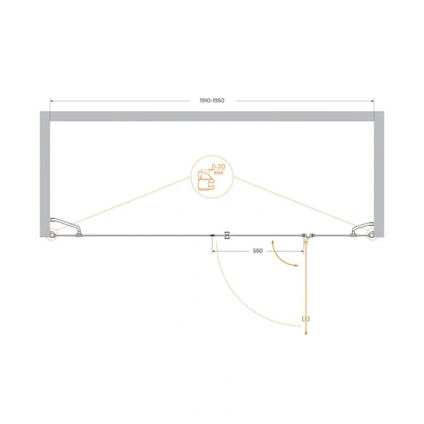 Душевая дверь в нишу Cezares Verona 195 см стекло прозрачное VERONA-W-B-13-100+60/40-C-Cr (детальная фотография), современные, hi-tech