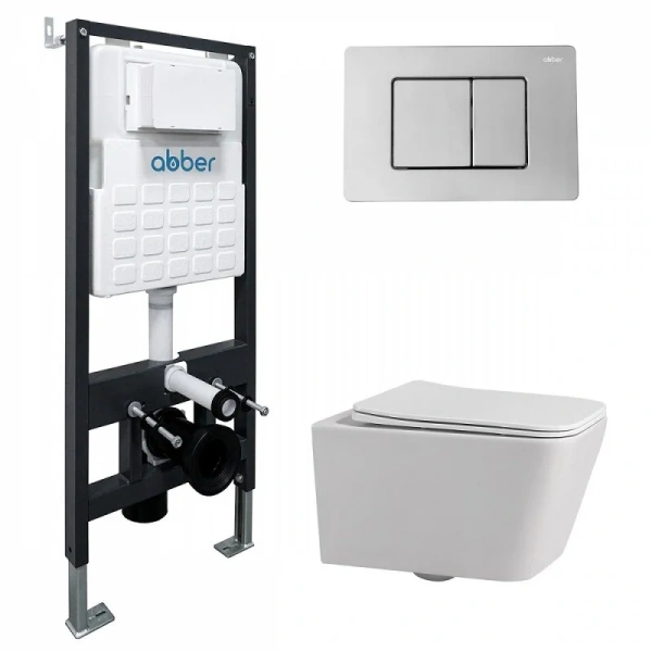 Унитаз с инсталляцией Abber Rechteck кнопка хром AC1201-AC0105-AC0120 (детальная фотография)