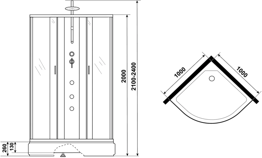 Душевая кабина Niagara Classic 100x100 см стекло тонированное 35021434BKTG (детальная фотография) index_1