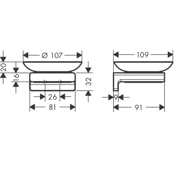 Мыльница Hansgrohe AddStoris 41746 настенная (детальная фотография), современные, hi-tech
