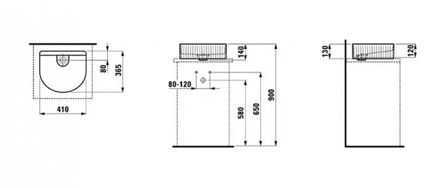 Раковина Laufen Sonar 40 см накладная 8.1234.3.000.112.1 (детальная фотография), современные, hi-tech