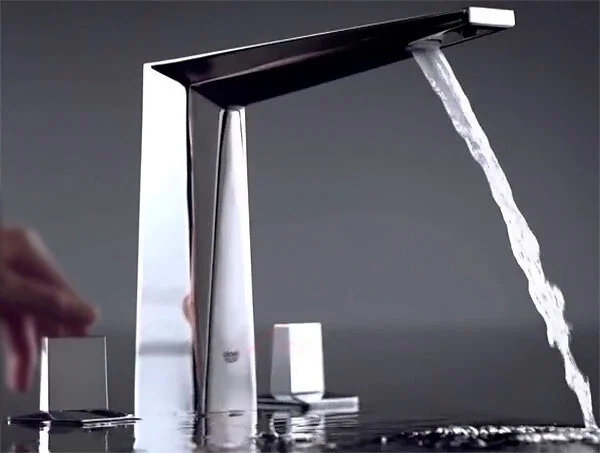 Смеситель для раковины Grohe Allure Brilliant 20344000 (детальная фотография), прямоугольная форма, с донным клапаном