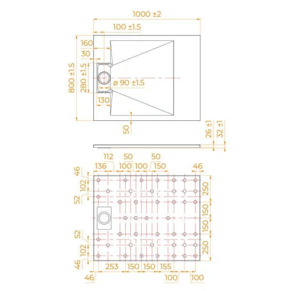 Душевой поддон RGW TUS-W 80x100 см белый 553702810-01 (детальная фотография), низкие до 15 см