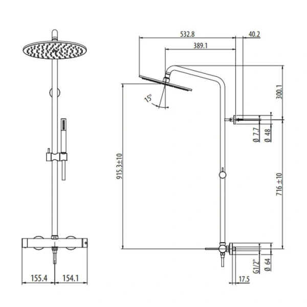 Душевая стойка Gattoni Circle Two белая 9195/PDBO (детальная фотография), современные, hi-tech