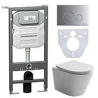 Унитаз с инсталляцией Ceramica Nova Balearica кнопка хром матовый