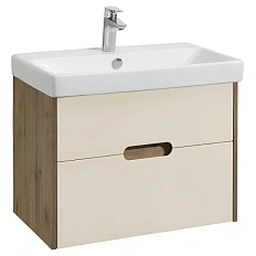 Тумба под раковину подвесная Акватон Оливия 70 см бежевый/дуб веллингтон