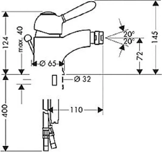 Смеситель для биде Axor Carlton 172100 (детальная фотография), для биде