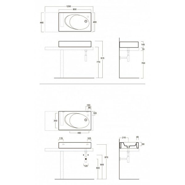 Схема (детальная фотография), накладные (на столешницу)