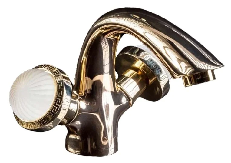 Смеситель для раковины Boheme Satine золото 291-ST (детальная фотография), классические, ретро, с элементами стекла, декорированные