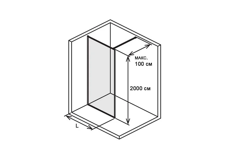 Душевая перегородка Акватек 100 см профиль оружейная сталь AQ WIW 10020GM (детальная фотография), 100 см