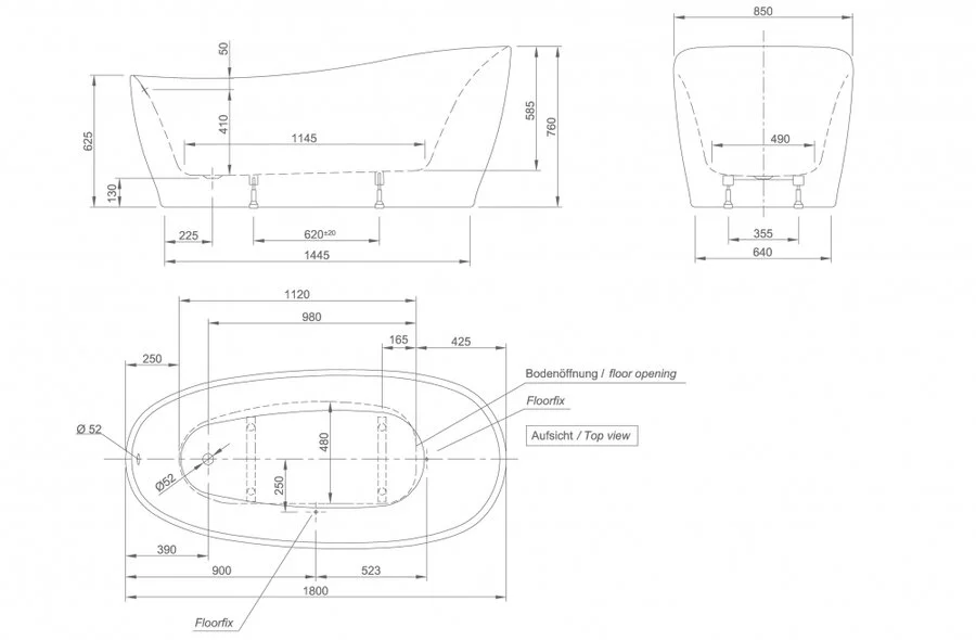 Ванна акриловая Knief Relax 0100-078-06 180 х 85 см (детальная фотография), акриловые
