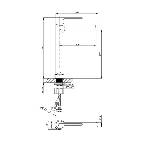 Смеситель для раковины Vincea Rondo хром VBF-1R2CH (детальная фотография), для раковины