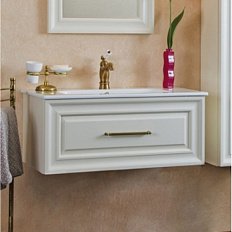 Тумба под раковину, цвет слоновая кость матовый, фурнитура бронза, La Beaute Cornelia