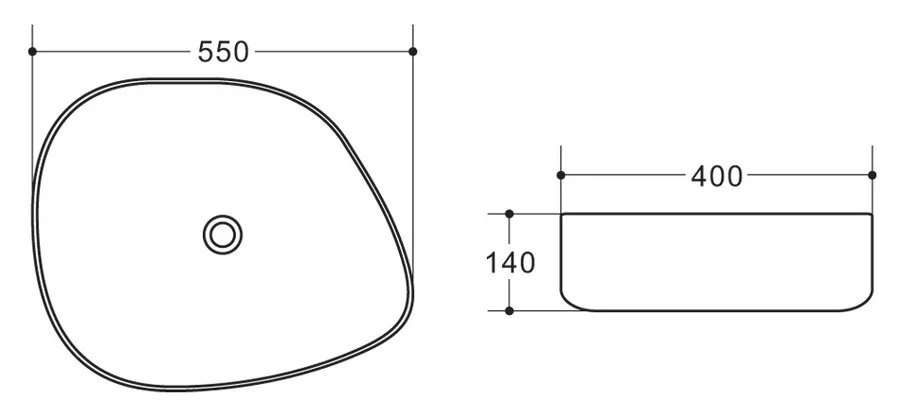 Раковина BelBagno 55 см керамическая, черная BB1435-NERO (детальная фотография), современные, hi-tech