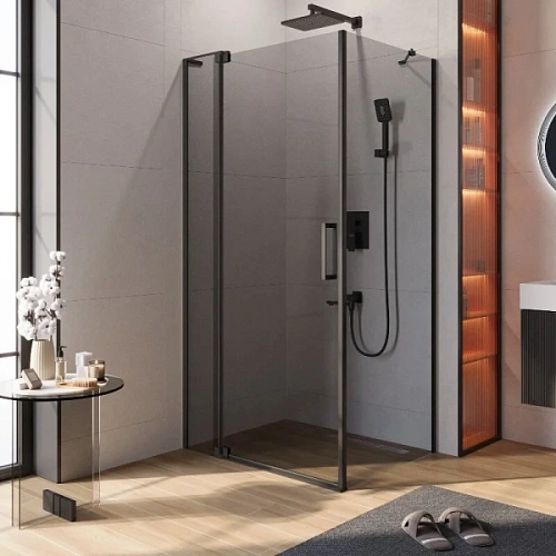Душевой уголок Cezares Slider 80х100 см стекло серое профиль чёрный - фото 5