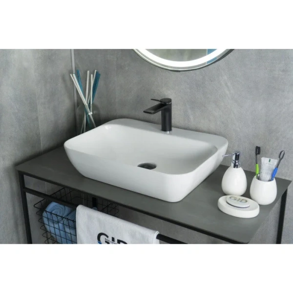 Раковина GID Geometrico N9047 55 см белая 51184 (детальная фотография), 55 см