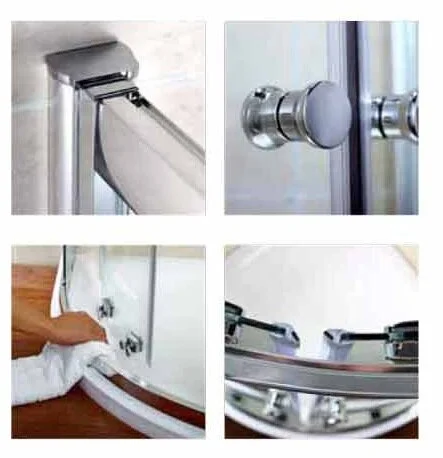 Душевой уголок Cezares Pratico 90х90 см стекло рифленое PRATICO-R-2-90-P-Cr (детальная фотография), полукруглые, четверть круга