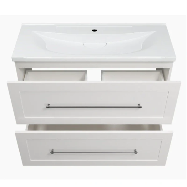 Тумба под раковину напольная Misty Марта 100 см белая П-Мрт07100-011Пр (детальная фотография), напольная, пристенная