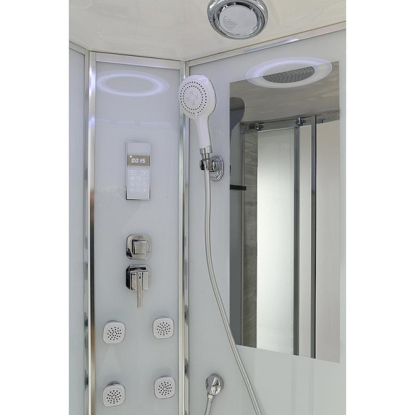 Душевая кабина Black&White Galaxy G5503 100x100 см профиль хром 5503100 (детальная фотография), стеклянные, прозрачные