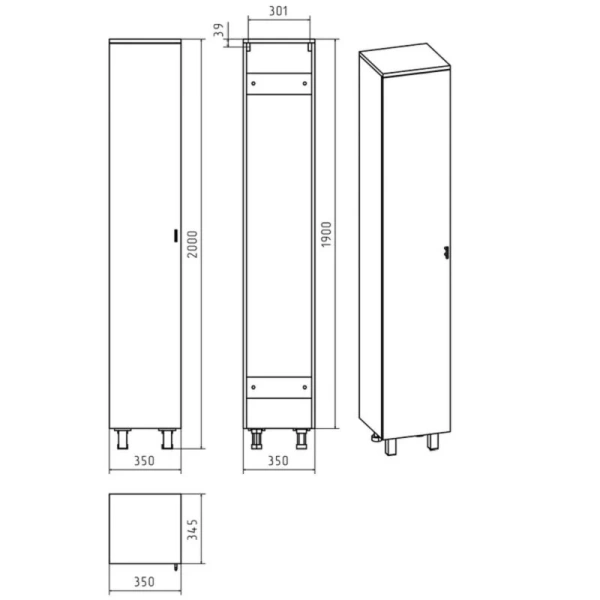 Шкаф-пенал напольный Misty Дива 35 см белый правый П-Див05035-013ПрП (детальная фотография), в наличии