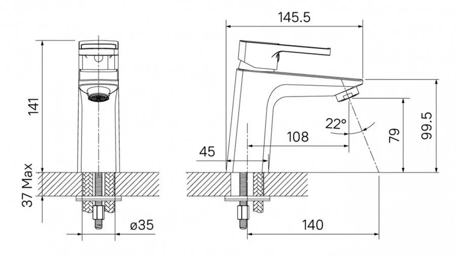 Смеситель для раковины IDDIS Bild однорычажный черный матовый BILBL00i01 (детальная фотография), для раковины