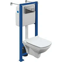 Унитаз с инсталляцией Cersanit Carina с кнопкой хром глянцевый