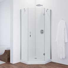 Душевой уголок профиль глянцевый хром стекло прозрачное Vegas-glass