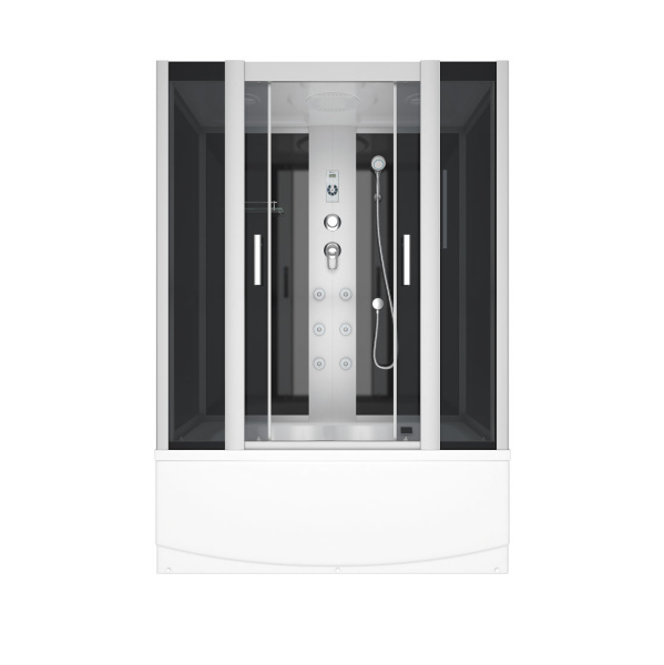 Душевая кабина Erlit Comfort ER4517TP-C 168x80 см с гидромассажем (детальная фотография), пристенные, с гидромассажем, с ванной, c тропическим душем, с вентиляцией, с крышей, с сиденьем