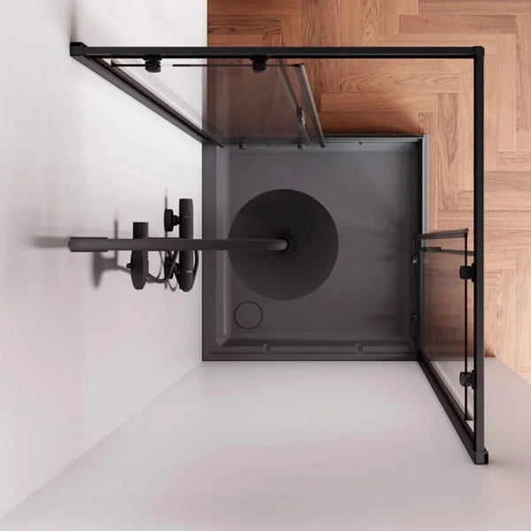 Душевой уголок Am.Pm Gem 90x90 см профиль черный W90G-403-9090BT (детальная фотография), черные