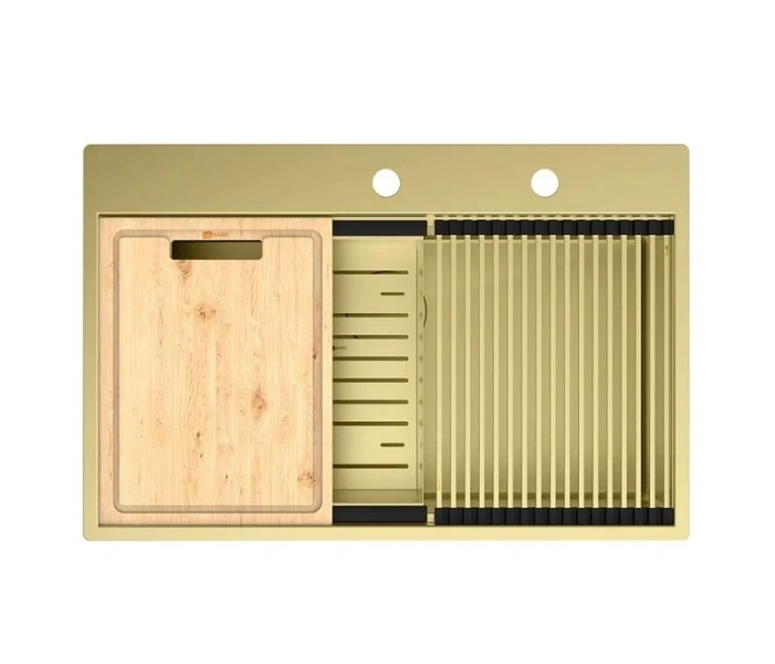 Мойка для кухни Lemark Iordana 78 см светлое золото 9938118 (детальная фотография)