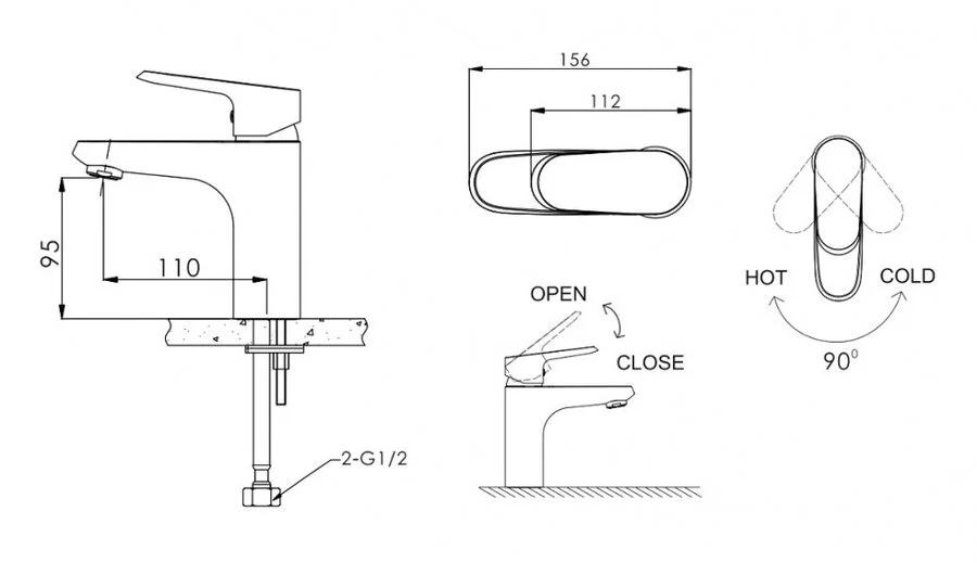 Смеситель для умывальника Bravat Pure F1105161C (детальная фотография), для раковины