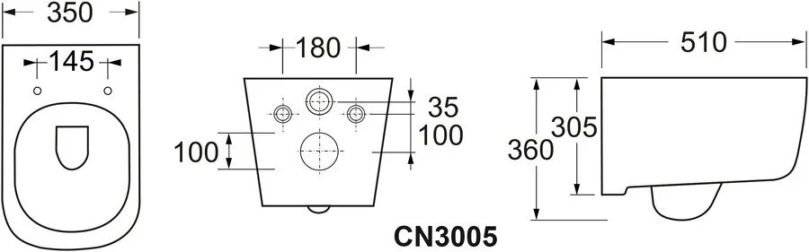 Унитаз подвесной Ceramica Nova New Day безободковый CN3005 (детальная фотография), подвесные, встраиваемые