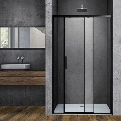 Душевая дверь в нишу Vincea Soft 110 см профиль черный - фото 1