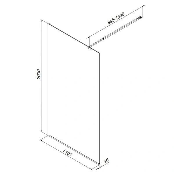 Душевая перегородка Am.Pm Func 110 см профиль черный W84WI-110-F1-BTE (детальная фотография), современные, hi-tech