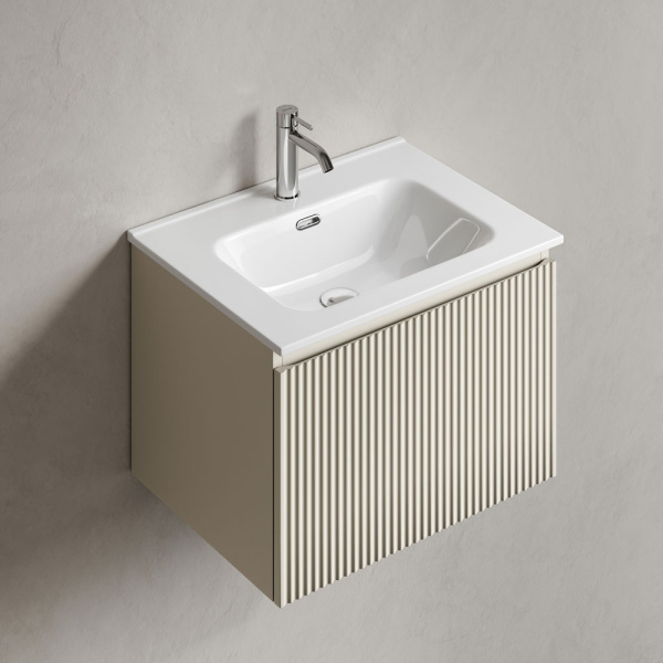 Тумба под раковину подвесная Sancos Snob R 1.0 60 см beige soft SNR1.060CE (детальная фотография), моноблок