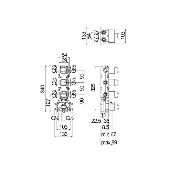 Скрытая часть смесителя Nobili Rubinetterie с термостатом WE00104 (детальная фотография), в наличии