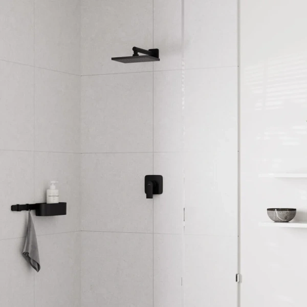 Верхний душ Hansgrohe Vernis Shape матовый черный, EcoSmart 26283670 (детальная фотография), современные, hi-tech