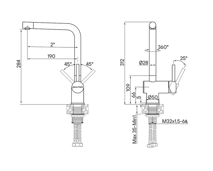Смеситель для кухни Paulmark Spring брашированное золото Sp212067-BG (детальная фотография), для кухни