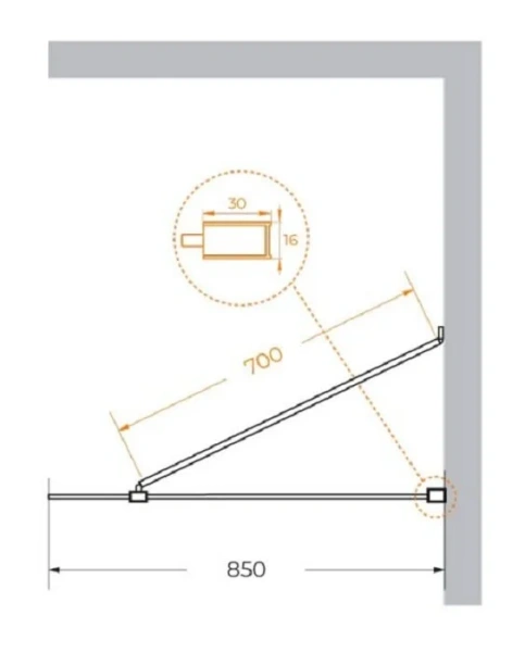 Душевая перегородка Cezares Liberta 85 см профиль черный LIBERTA-L-1-TB-85-C-NERO (детальная фотография), современные, hi-tech