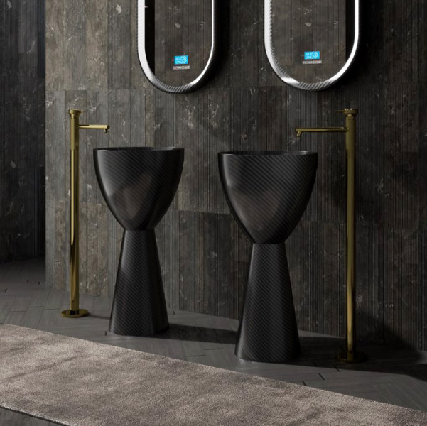 Раковина напольная Abber Karbon карбоновая AK2003 (детальная фотография), современные, hi-tech