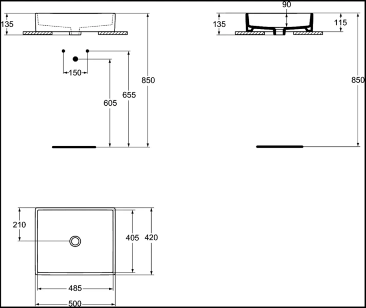 Раковина Ideal Standard Strada 50 см без перелива, белый K077601 (детальная фотография), современные, hi-tech