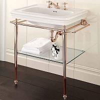 Консоль под раковину с полотенцедержателями и стеклянной полочкой, цвет светлое золото, Devon&Devon Etoile