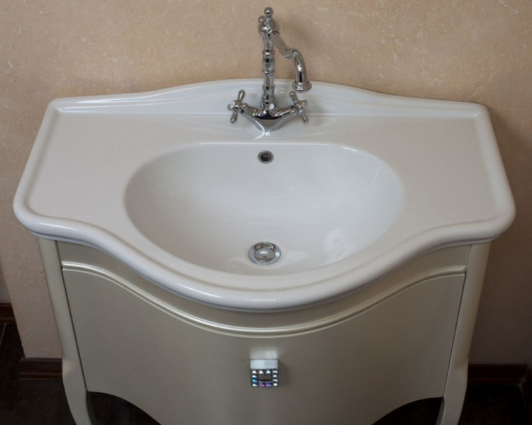 Тумба для раковины, цвет перламутр бежевый глянец, фурнитура хром, La Beaute Nicole BNI83LMBL.CR (детальная фотография) index_1