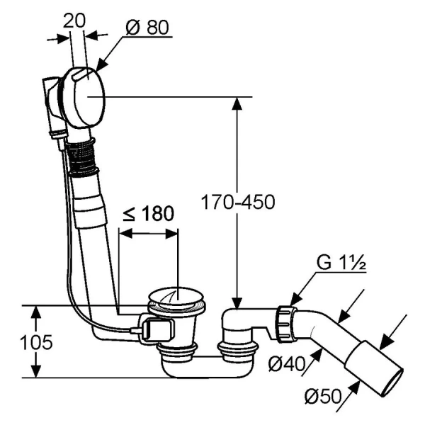 Слив-перелив Kludi Rotexa хром 2140605-00 (детальная фотография), полуавтомат