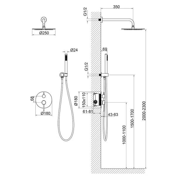 Душевой комплект Timo Saona розовое золото SX-2369/19SM (детальная фотография), комплекты
