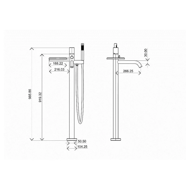 Смеситель для ванны Boheme Stick черный матовый/хром 129-BCR (детальная фотография), для ванны