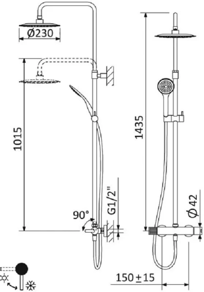 Душевая стойка Cezares Leaf хром LEAF-CDA-23-01 (детальная фотография), современные, hi-tech